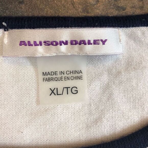 Allison Daley Women’s White Sweater Black Outline XL - Picture 7 of 8
